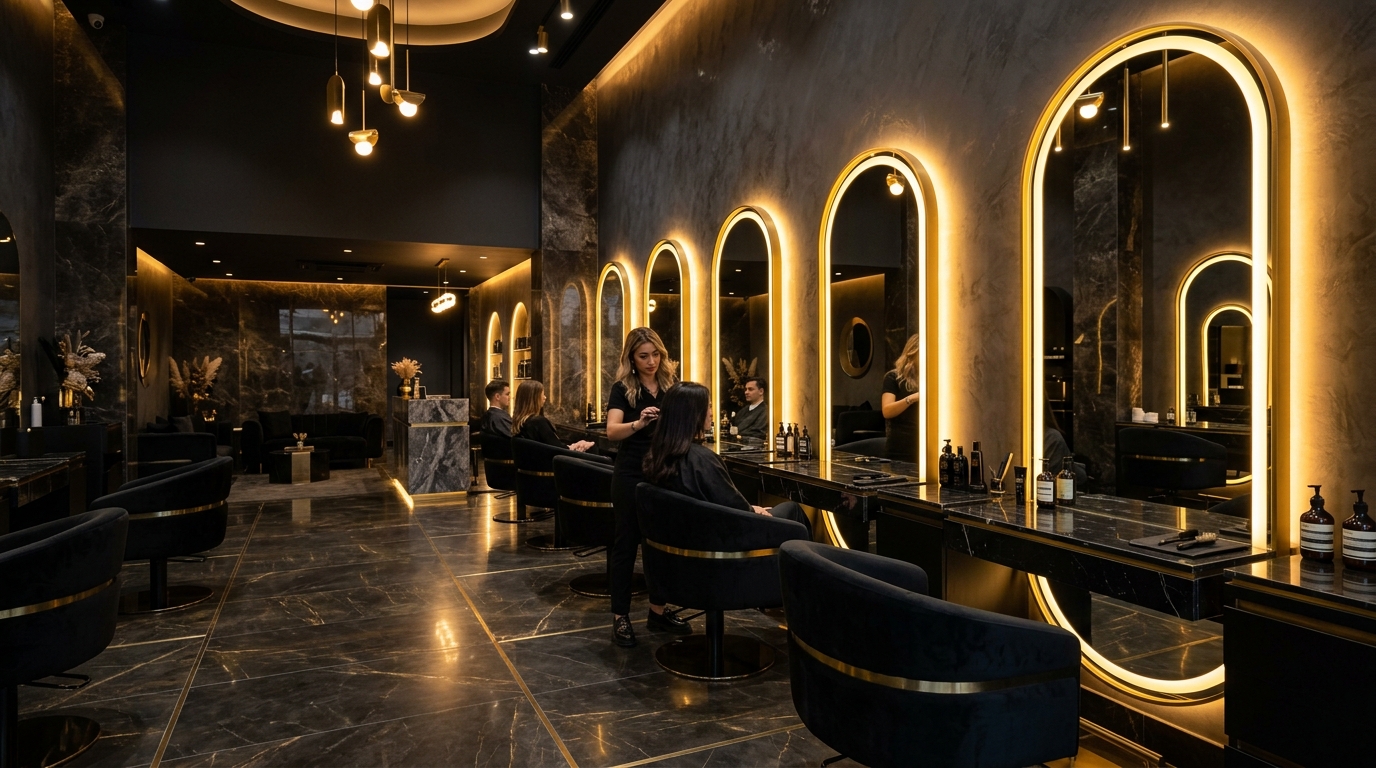 NOIR Salon Luxury Interior at Aurus Mall Guwahati